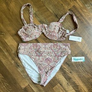 NEW Freshwater Pink Paisley high waisted Bikini